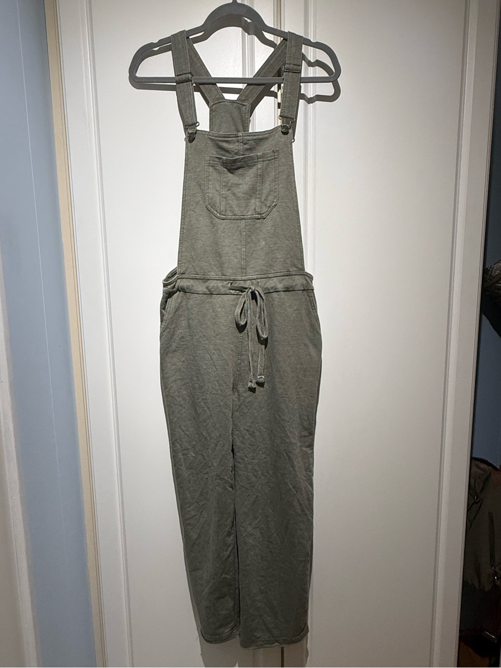NWT Wallflower Women's Olive Green French Terry Cotton Overalls Jumpsuit, size M